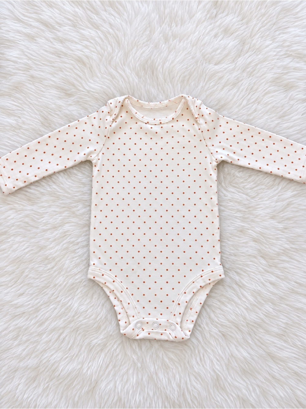 Carter's Cream Long-Sleeve One-Piece with Rust Dot Print